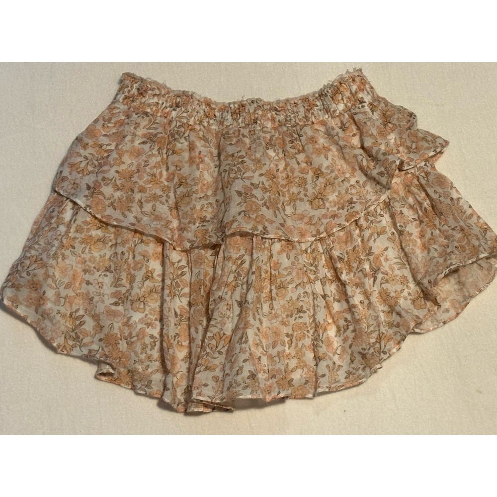 Love Shack Fancy Cotton Tiered Ruffle Mini Skirt in Vanilla Foam Women Size M - Picture 7 of 11